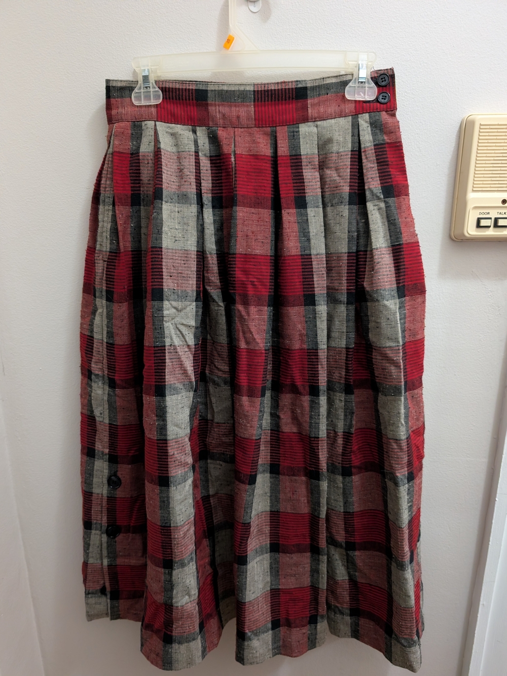 VINTAGE Bianca Plaid Maxi Skirt in Red & Gray Size 10
